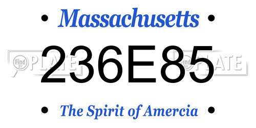 236E85 Massachusetts License Plate