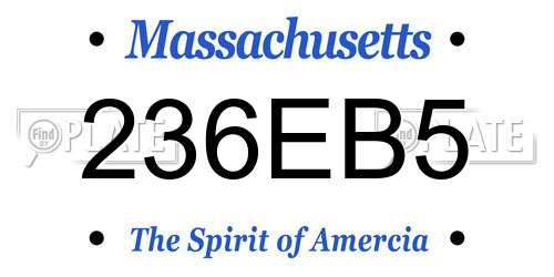 236EB5 Massachusetts License Plate