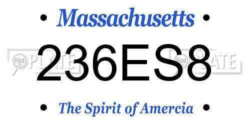 236ES8 Massachusetts License Plate