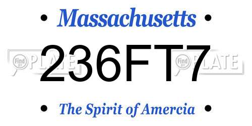 236FT7 Massachusetts License Plate