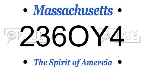 236OY4 Massachusetts License Plate