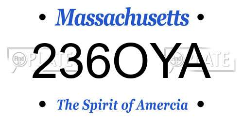 236OYA Massachusetts License Plate