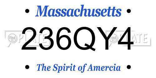 236QY4 Massachusetts License Plate