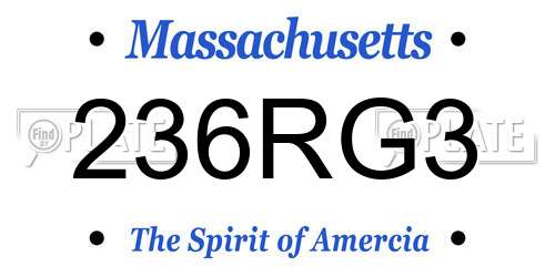 236RG3 Massachusetts License Plate