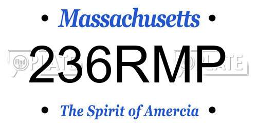 236RMP Massachusetts License Plate