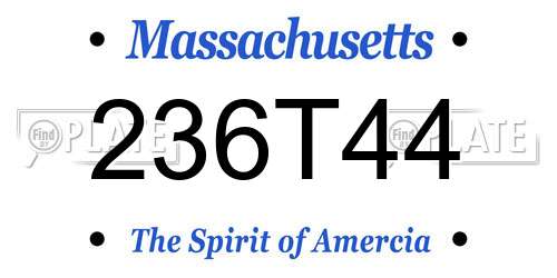 236T44 Massachusetts License Plate