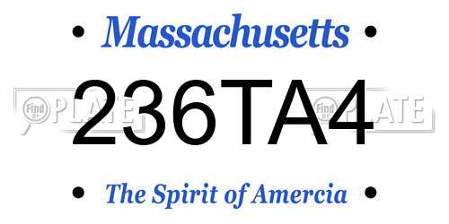 236TA4 Massachusetts License Plate