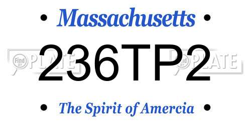 236TP2 Massachusetts License Plate