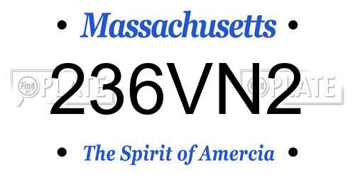236VN2 Massachusetts License Plate