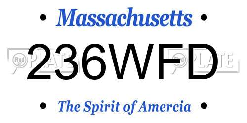 236WFD Massachusetts License Plate