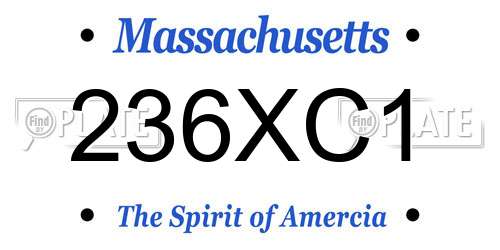236XC1 Massachusetts License Plate