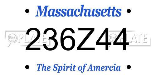 236Z44 Massachusetts License Plate