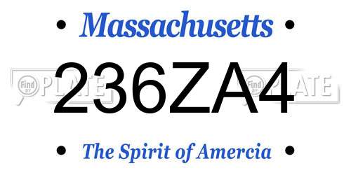 236ZA4 Massachusetts License Plate