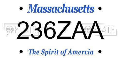 236ZAA Massachusetts License Plate