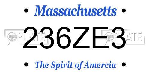 236ZE3 Massachusetts License Plate