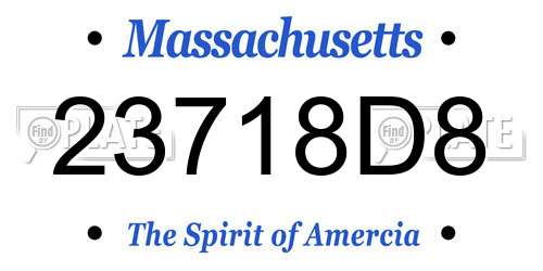 23718D8 Massachusetts License Plate