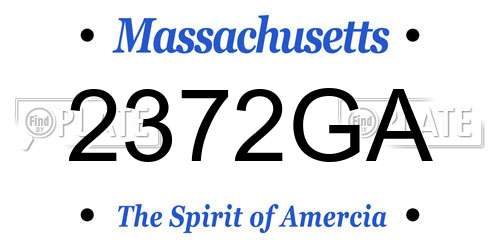 2372GA Massachusetts License Plate