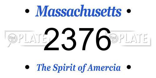 2376 Massachusetts License Plate