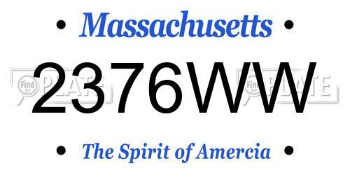 2376WW Massachusetts License Plate