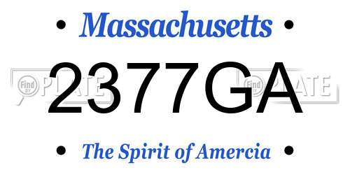 2377GA Massachusetts License Plate