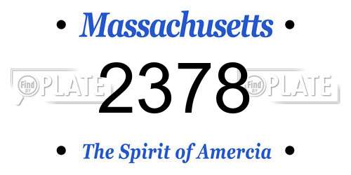 2378 Massachusetts License Plate
