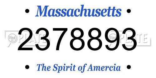 2378893 Massachusetts License Plate