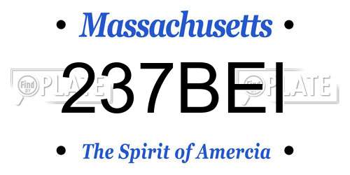 237BEI Massachusetts License Plate