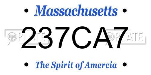 237CA7 Massachusetts License Plate