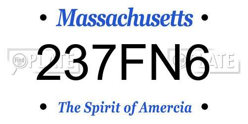 237FN6 Massachusetts License Plate