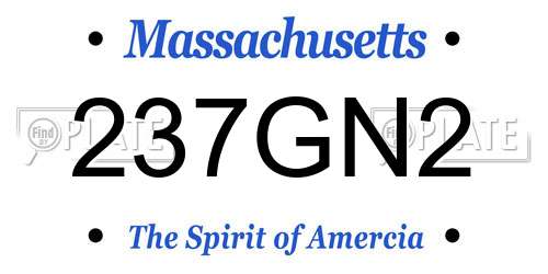 237GN2 Massachusetts License Plate