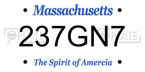 237GN7 Massachusetts License Plate
