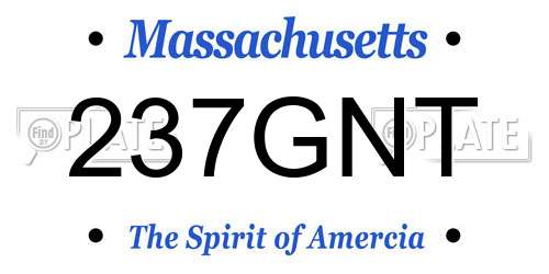 237GNT Massachusetts License Plate