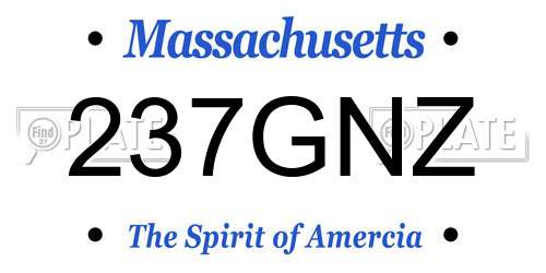 237GNZ Massachusetts License Plate