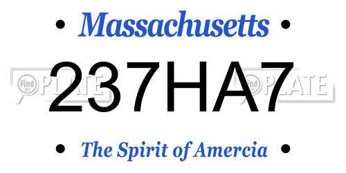 237HA7 Massachusetts License Plate