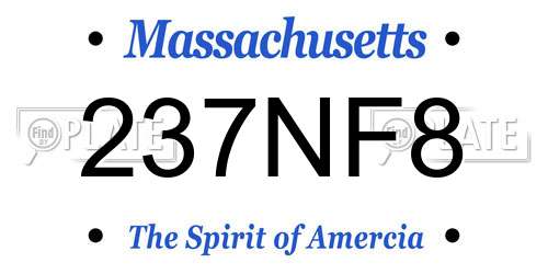 237NF8 Massachusetts License Plate