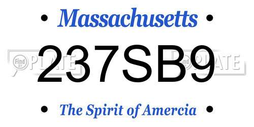 237SB9 Massachusetts License Plate