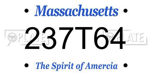 237T64 Massachusetts License Plate