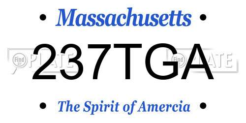 237TGA Massachusetts License Plate