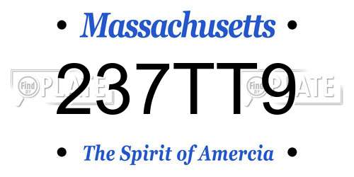 237TT9 Massachusetts License Plate