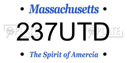 237UTD Massachusetts License Plate