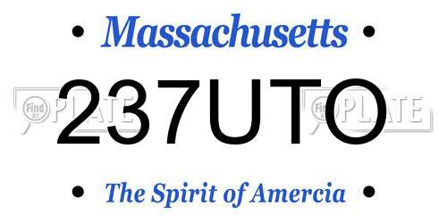 237UTO Massachusetts License Plate