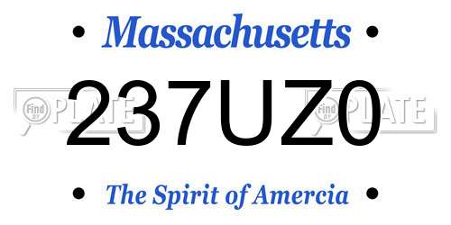 237UZ0 Massachusetts License Plate