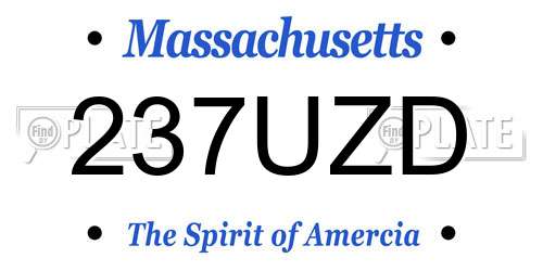 237UZD Massachusetts License Plate