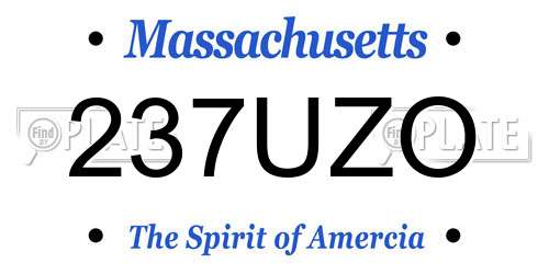 237UZO Massachusetts License Plate
