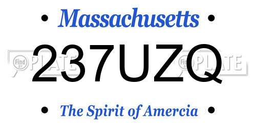 237UZQ Massachusetts License Plate