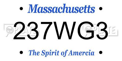 237WG3 Massachusetts License Plate