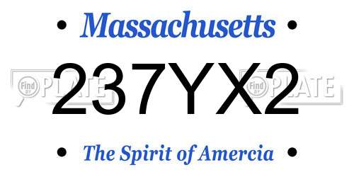 237YX2 Massachusetts License Plate
