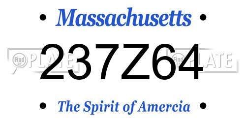 237Z64 Massachusetts License Plate