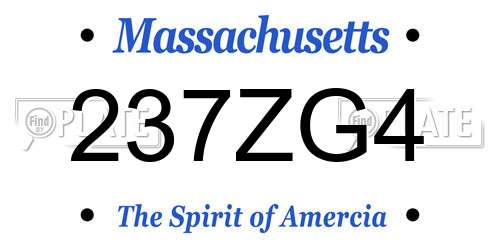 237ZG4 Massachusetts License Plate