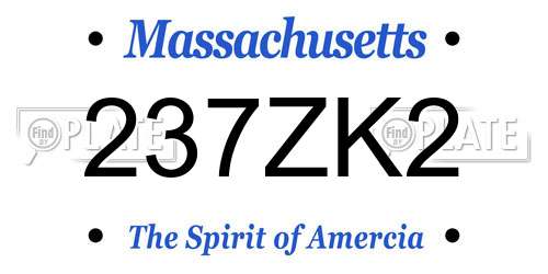 237ZK2 Massachusetts License Plate